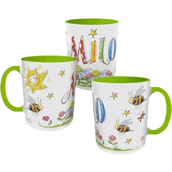 Tasse Blumenwiese, personalisierte Tasse Blumenwiese, RosiRosinchen