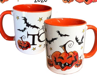 Halloween Tasse mit Namen , Halloween Keramiktasse , Halloween Kürbistasse Pumpkin Tasse, RosiRosinchen