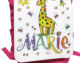 Giraffe Kinderrucksack mit Namen , Kindergartenrucksack mit Namen , Kindertasche mit Namen, RosiRosinchen