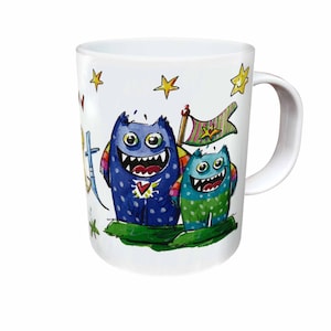 Kindertasse Monster, Kunststoff, personalisierte Geschenkidee Kinder, RosiRosinchen