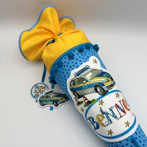Schultüte Polizei gelb blau mit, Schultüte Polizeiauto personalisiert, RosiRosinchen