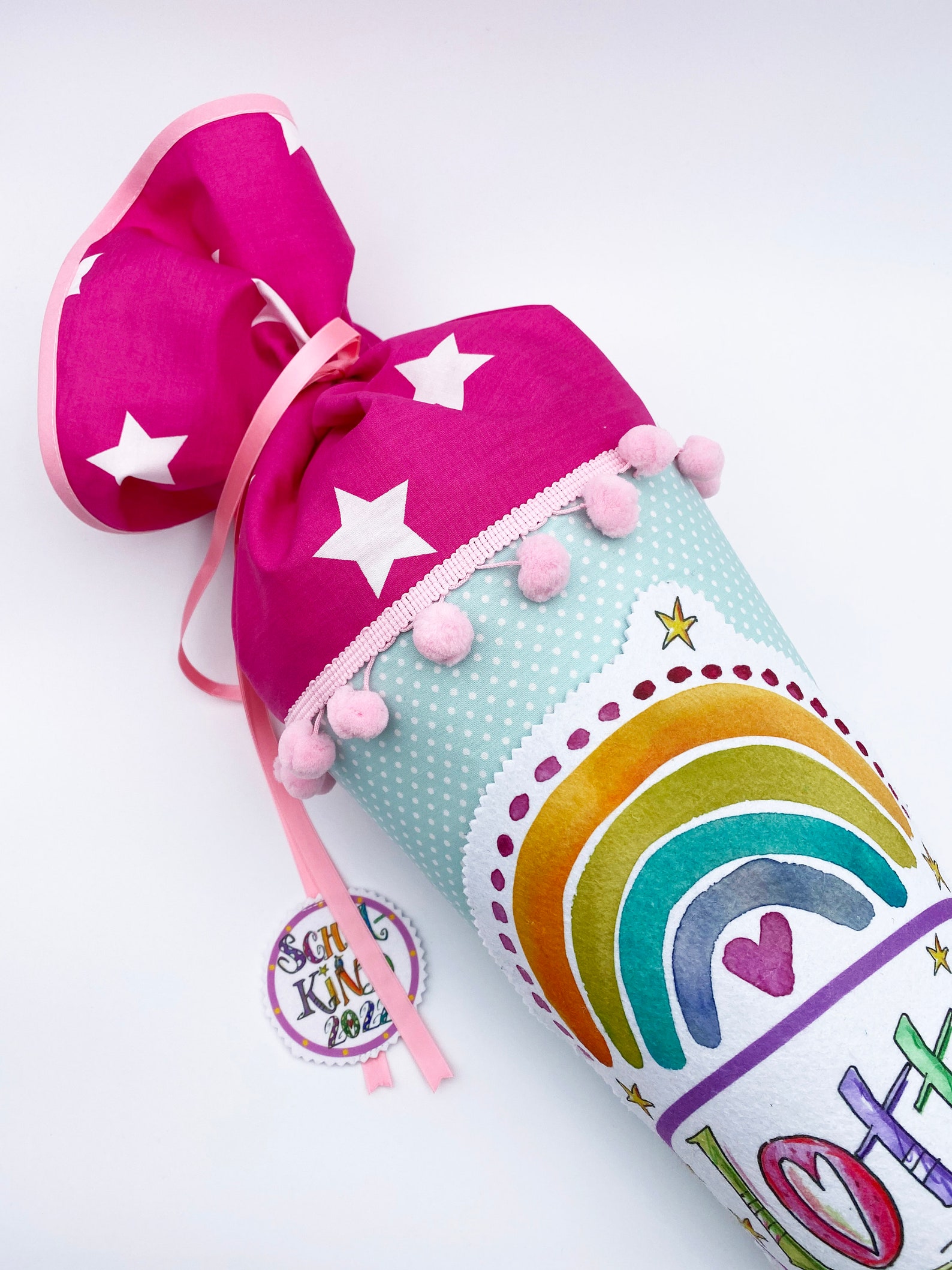 Schultüte Regenbogen, Pink mint, Zuckertüte Regenbogen, Schultüte mit Namen, Zuckertüte mit Namen, RosiRosinchen