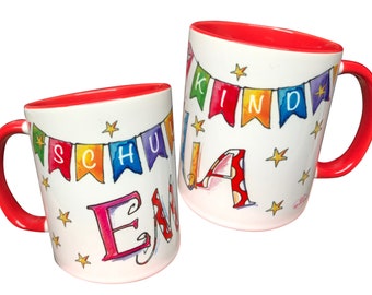Schulkind Tasse mit Namen, personalisierte Tasse Kinder Schulkind 2026, Tasse Einschulung 2026, Schulkind Kinderbecher personalisiert