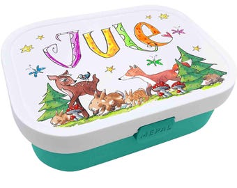 Waldtiere Kinder Brotdose mit Namen, Brotdose personalisiert, Geschenk zum Schulanfang Kindergarten, Einschulungsgeschenk, RosiRosinchen