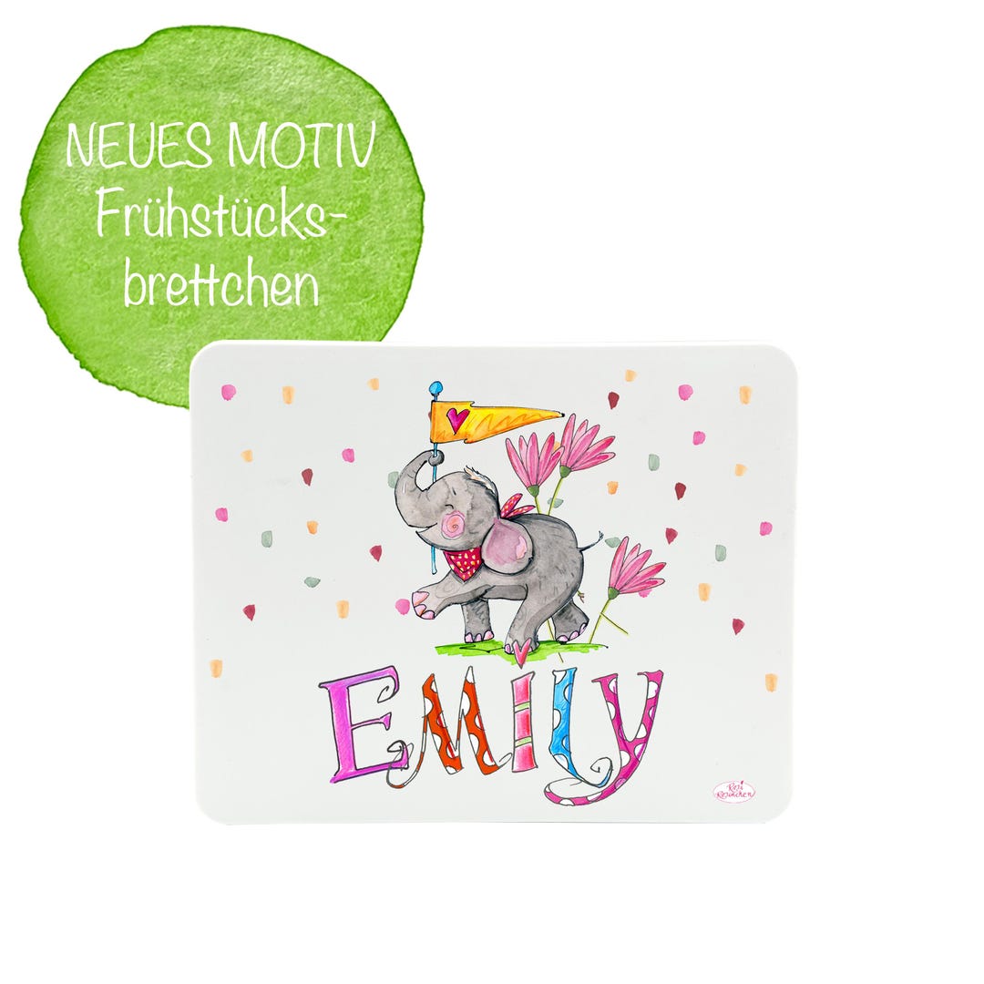 Frühstücksbrettchen Für Kinder Mit Elefant-Motiv, Aus Massivholz, Ca. 20 X 17 X 1 Cm – Spülmaschinenfest & Antibakteriell