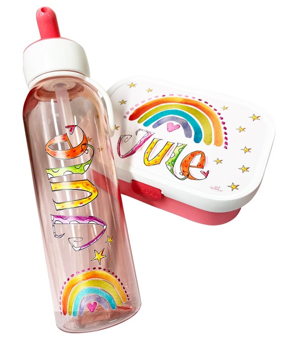 Set Brotdose Und Wasserflasche Regenbogen, Trinkflasche Kohlensäurehaltige Getränke, Trinkflasche Mepal, Einschulung Geschenk Regenbogen