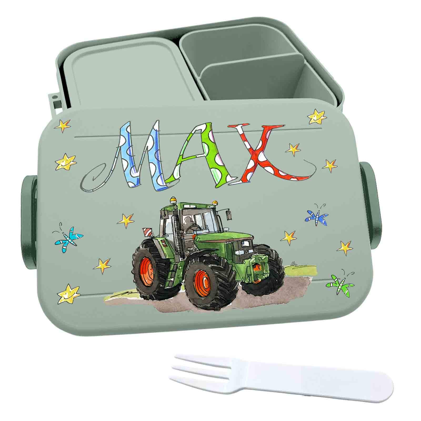Brotdose Trecker rote Felgen, Lunchbox MEPAL2, Traktor Kinder Brotdose mit Namen, Geschenk zur Einschulung, Schultütenfüllung, RosiRosinchen