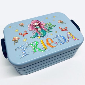 Mermaid Lunchbox MEPAL2, Meerjungfrau Kinder Brotdose mit Namen, Geschenk zur Einschulung, Schultütenfüllung, RosiRosinchen Bild 3