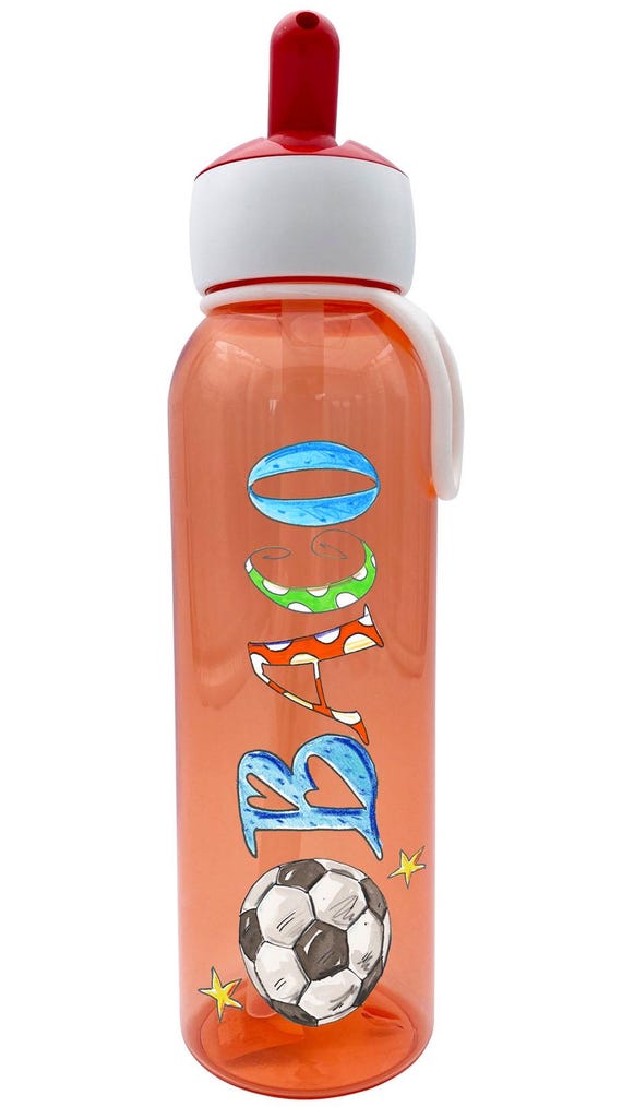 Wasserflasche Fußball Mepal Kohlensäurehaltige Getränke, Wasserflasche Mit Strohhalm, Trinkflasche Personalisiert, Rosirosinchen