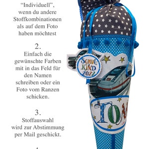 Schultüte ICE, grün Punkte dunkelgrün, Zuckertüte Eisenbahn, Personalisierte Schultüte für Jungs und Mädchen image 2