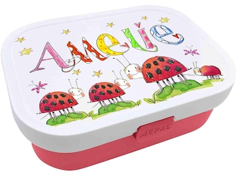 Glückskäfer, Marienkäfer Brotdose mit Namen, RosiRosinchen, Geschenk Einschulung, RosiRosinchen