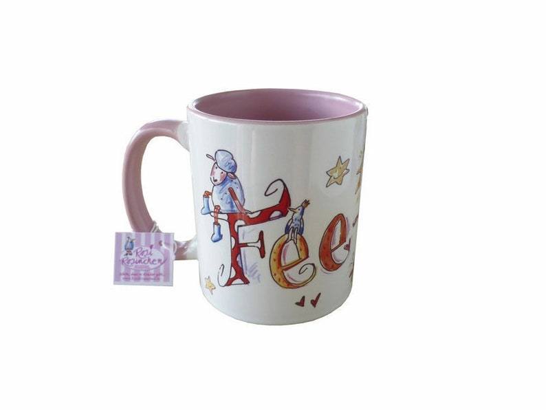 Pink cup with illustrated name image 1