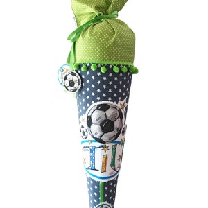 Fußball Schultüte, Grau Grün, Schultüte Mädchen personalisierbar, Schultüte Jungen, Zuckertüte Jungen, Schultüte Stoff Junge, RosiRosinchen