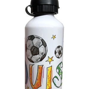 Set Brotdose mit Trinkflasche, Frühstücks Set personalisiert, Kinderset Fußball , Brotdosenset Junge Fußball Aluminium TF