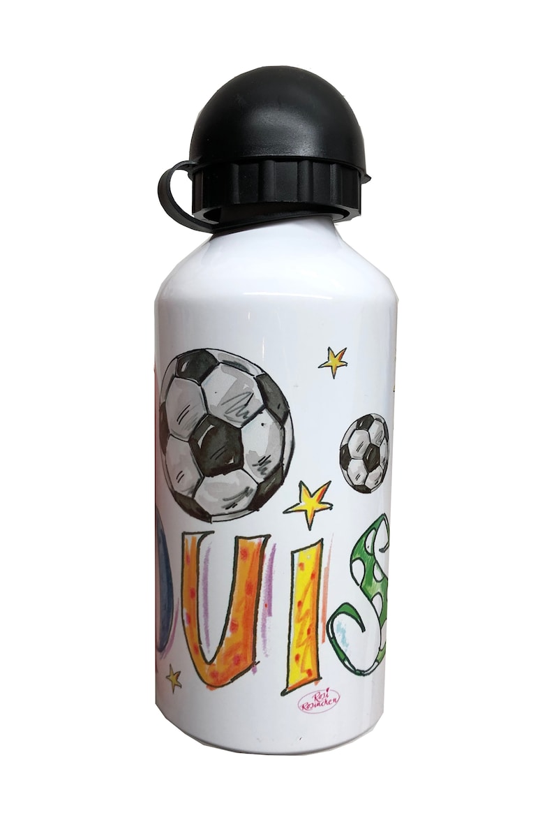 Set Brotdose mit Trinkflasche, Frühstücks Set personalisiert, Kinderset Fußball , Brotdosenset Junge Fußball Aluminium TF