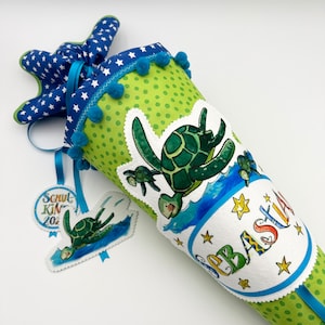 Personalisierbare Schultüte mit Schildkröte, Zuckertüte Meeresschildkröte, Schultüte mit Namen, Zuckertüte mit Namen, RosiRosinchen