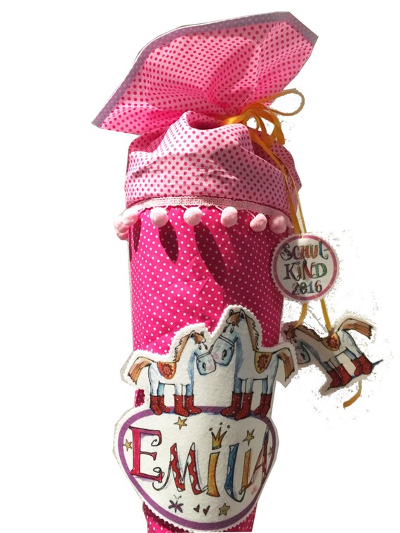 Schultüte aus Stoff Zuckertüte Pferd mit Namen
