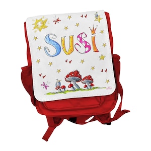 Kindergarten-Rucksack mit Namen Pilze, RosiRosinchen