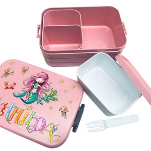 Mermaid Lunchbox MEPAL2, Meerjungfrau Kinder Brotdose mit Namen, Geschenk zur Einschulung, Schultütenfüllung, RosiRosinchen Bild 1