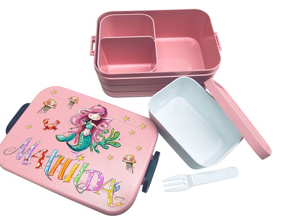 Personslisierte Brotdose Mädchen, Brotdose Meerjungfrau Kinder Mit Namen, Geschenk Zur Einschulung, Lunchbox Kindergarten Mädchen
