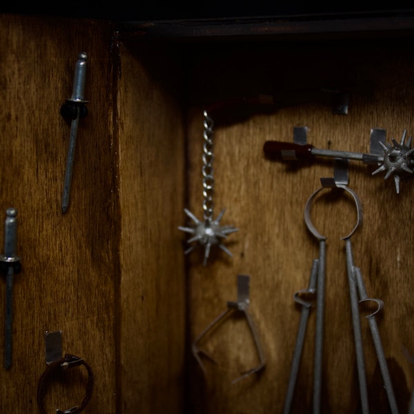 Miniature Medieval Torture Devices & Tools Cabinet