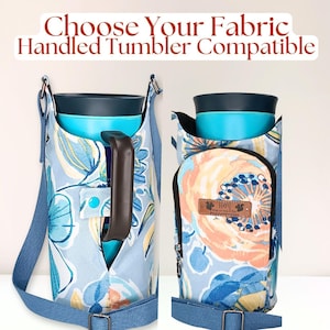 Bekerdrager met handvat | Op maat gemaakte bidonriem voor Stanley Yeti Owala | Crossbody-bekerhouder met zakje met rits