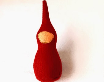 Red Easter Basket Filler Wool Gnome Doll Pocket Lovey Woodland Stuffer Nursery Montessori Waldorf Multicultural Quiet Play Grasp Nature