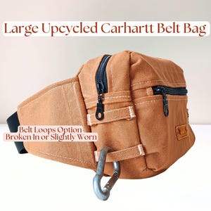 Riñonera resistente / Riñonera tradicional reciclada de lona marrón Carhartt / Riñonera con forro impermeable / Bandolera con correa ancha larga y ajustable
