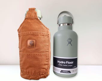 Upcycled Carhartt Canvas Waterproof Crossbody, Reworked Cup Carrier Tote, Water Bottle Bag, Sling with Strap, Eco Friendly Tumbler Holder