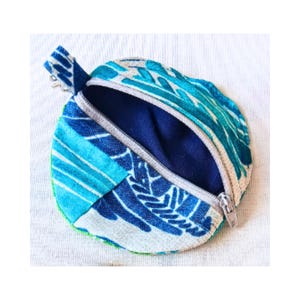 Blau Grün Kleine Kreis Münztasche für Ohrhörer und kleine Accessoires - Kompakte Aufbewahrung mit Reißverschluss, drehbare Cliptasche für Ausweis und Schlüssel