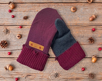 Merino Wool Mittens Kids 8-10 | Purple Layered Cozy Winter Gloves | Fleece Lined Kid Mitten | Warm Lining | Child Mitts | Outdoor Gear