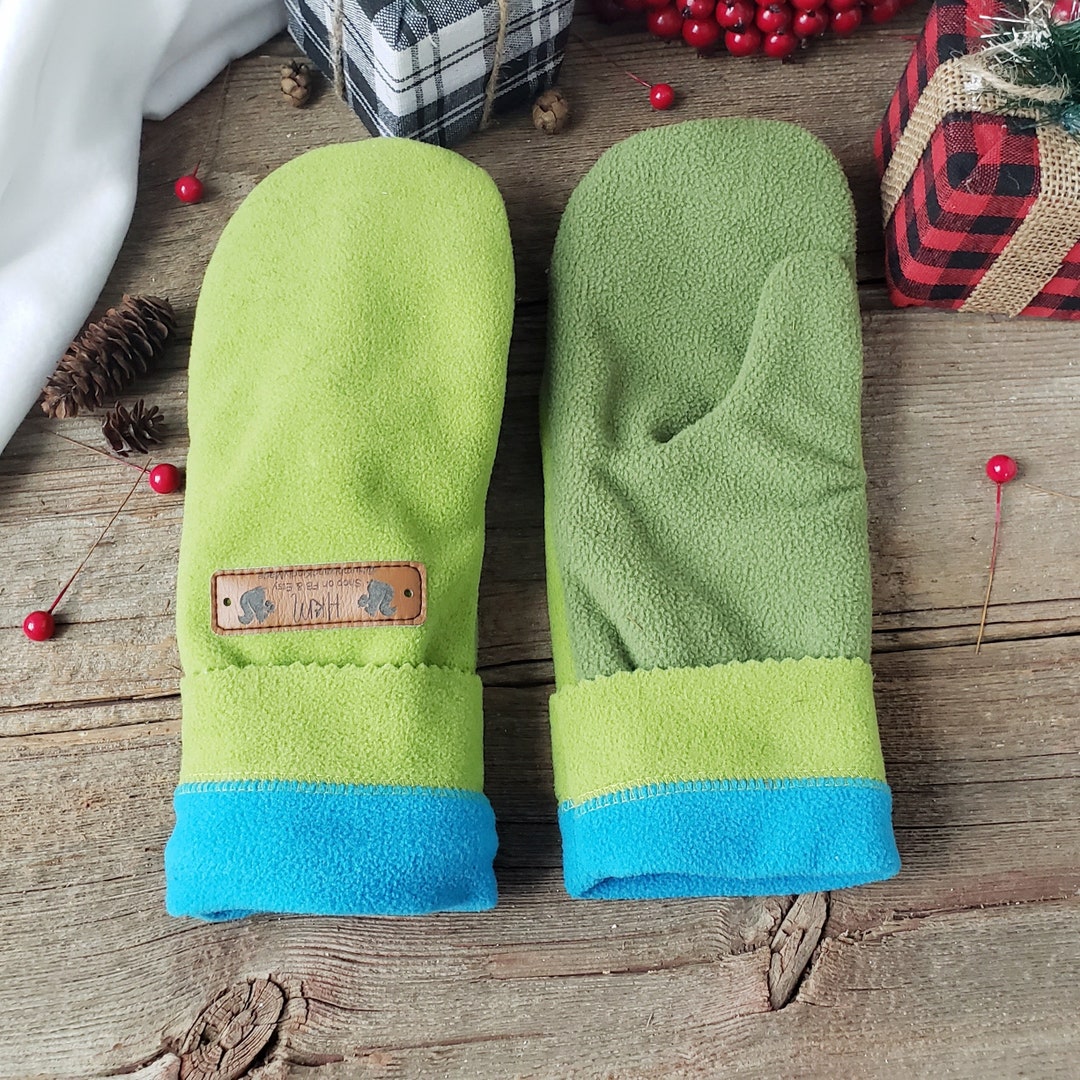 Double Layered Fleece Mittens Upcycled Fleece Lined Mittens Sherpa