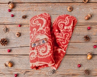 Orange Mittens Ages 3-7 | Girls Fleece Winter Gloves | Double Layered | Cozy Lined Mitten | Warm Lining Mitts | Kids Outdoor Gear