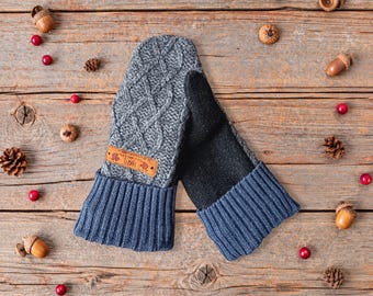 Kids Wool Mittens 3-7 Years | Black | Double Layered Cozy Winter Gloves | Fleece Lined Mitten | Warm Lining Mitts | Outdoor Gift for Child