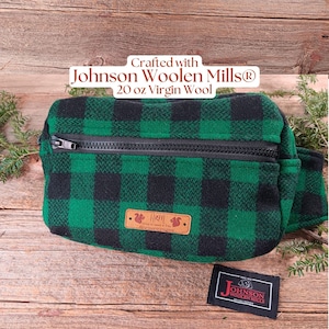 Johnson Woolen Mills Virgin Wool Belt Bag, Deer Hunting Fanny Pack, Waterproof, Hiking & Outdoors, Rugged Tactical Gear, Gift for Hunter
