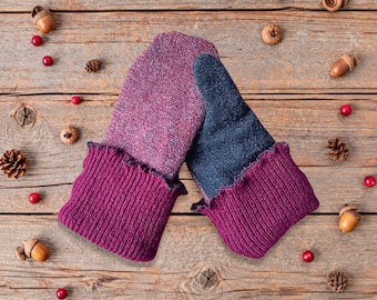 Kids Mittens 3-7 Years | Shetland Wool | Red Mitten | Double Layered Cozy Winter Gloves | Fleece Lined | Warm Lining Mitts | Gift for Child
