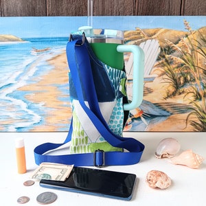 Triangle Print Handled Cup Crossbody Sling Stanley Purse 40oz Quencher Phone Sleeve Water Bottle Tumbler Strap Pouch Holder 30oz Flow State image 10