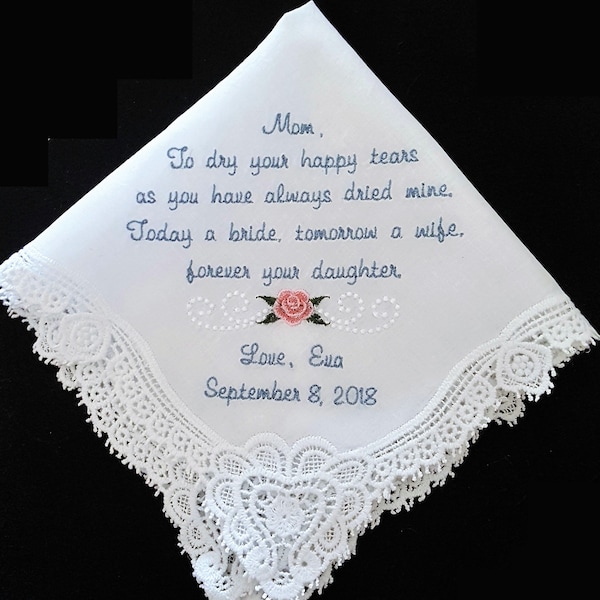 Mother of the Bride Personalized Sentiment Handkerchief