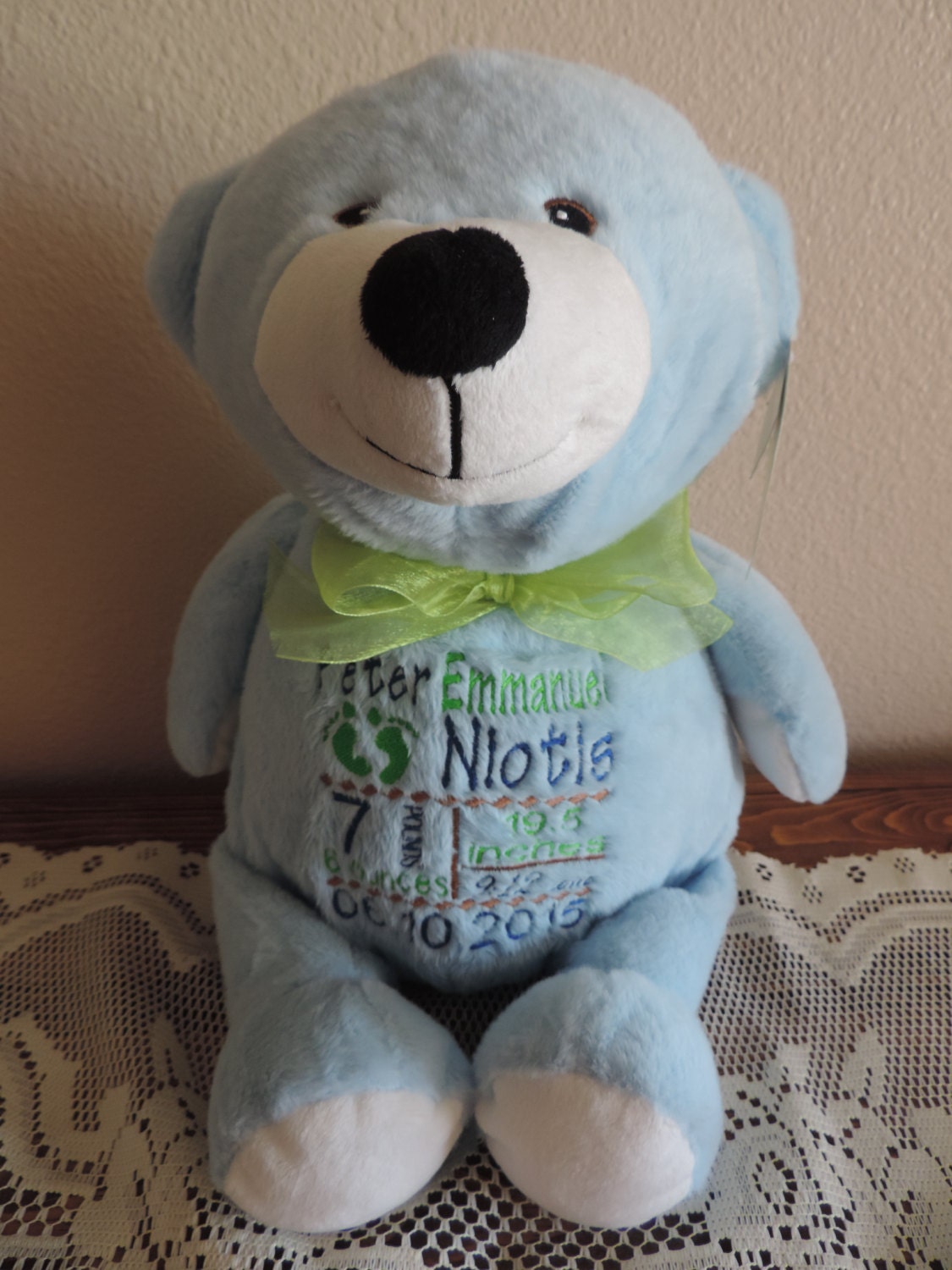 Personalized Birth Announcement Teddy Bear Etsy