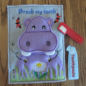 Hippo brush your teeth quiet book page (Basic)