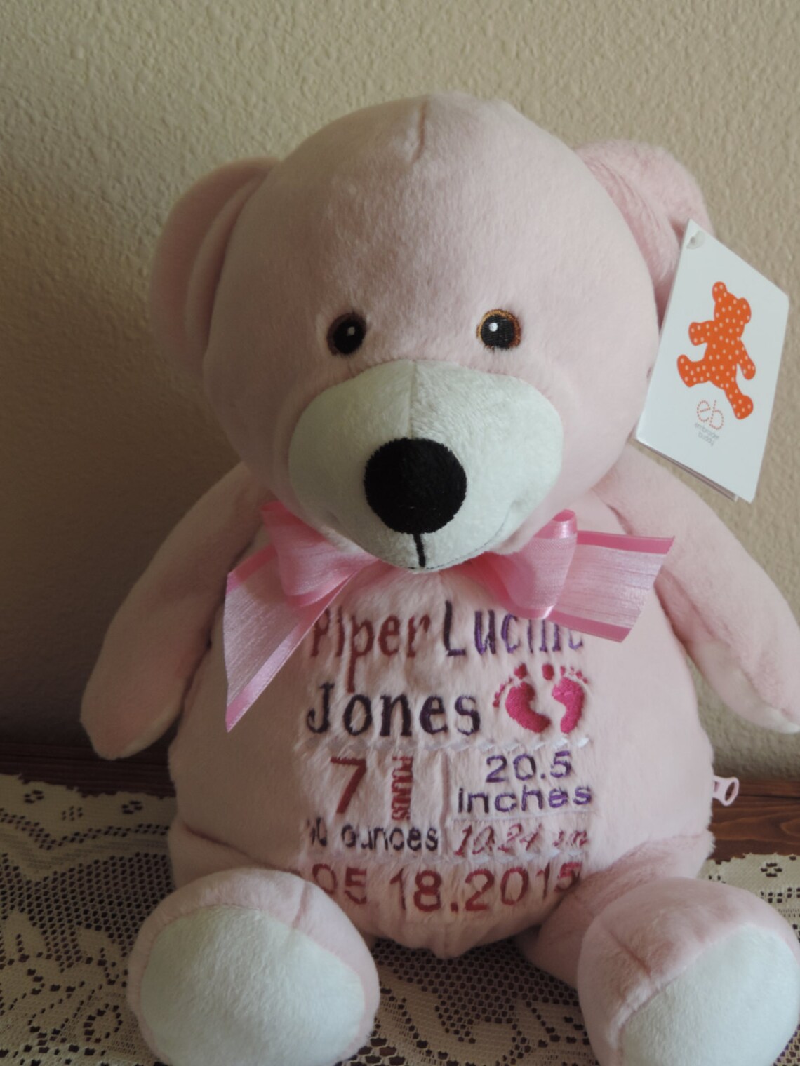 Personalized Birth Announcement Teddy Bear Etsy