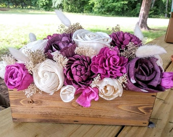 Wood Flower Centerpiece "Twilight" , Sola wood flowers, wood flower decor, wood flower wedding, fake flowers, silk floral arrangement