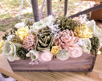 Wood Flower Centerpiece "Meadow", sola wood flowers, wedding bouquet, fake flowers, Blue flower arrangement, wood flower arrangement,