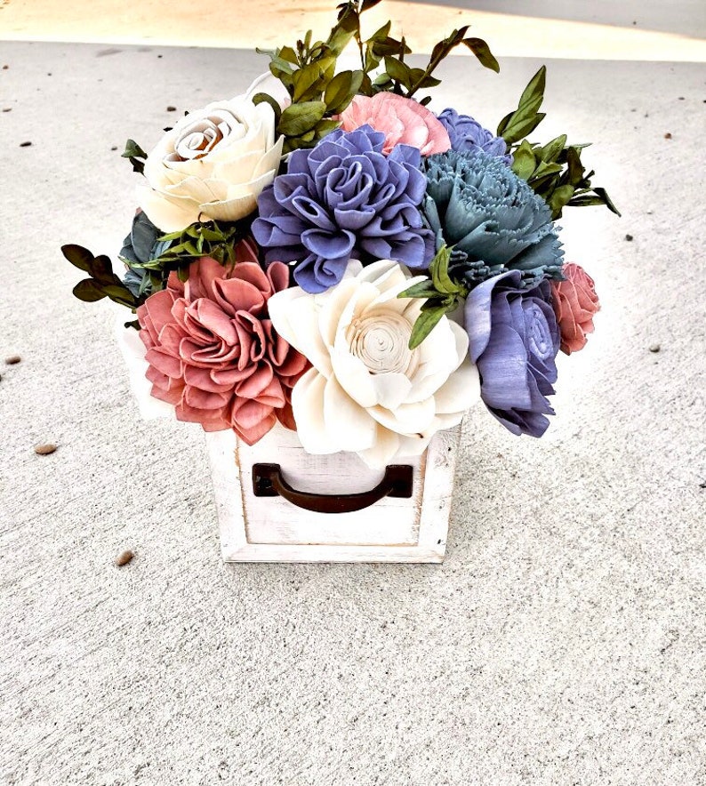 Wood Flower Centerpiece The Librarian White, Sola wood flowers, wood flower decor, Sola wood floral, fake flowers, silk floral arrangement image 2