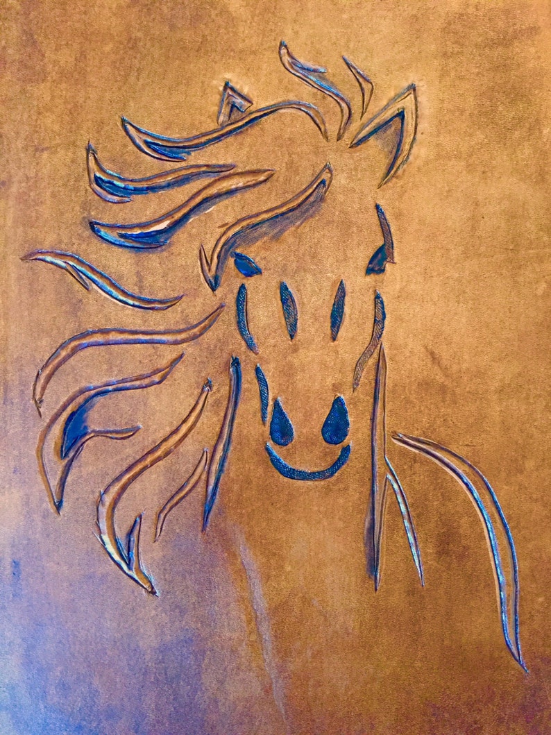 Leather Hand Carved Horse Journal Book Cover Etsy