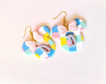 Mickey Mouse Shaped DisneyLand Themed Earrings / Polymer Clay Earrings /  magical themed earrings / princess earrings / Theme Park earrings