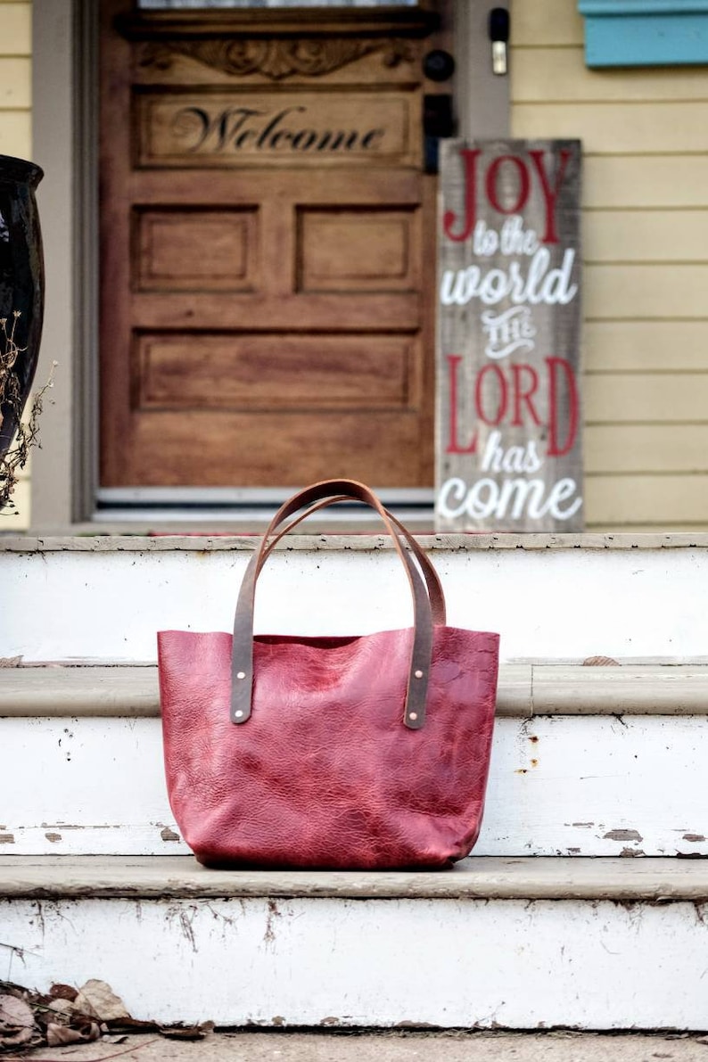 burgundy leather tote
