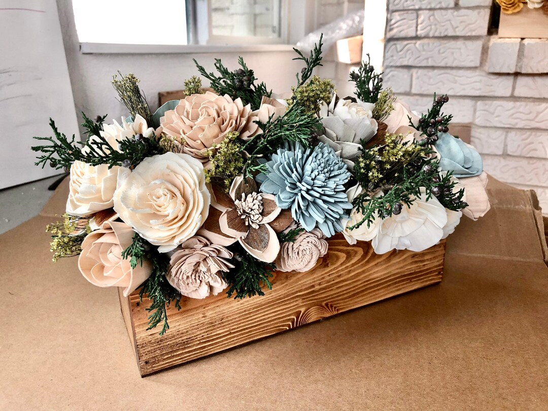 Wood Flower Centerpiece farmhouse, Sola Wood Flowers, Wedding Bouquet