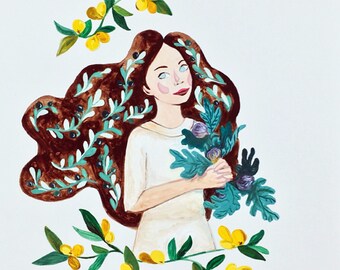 Nature Lady Original Portrait Illustration by Asma Original
