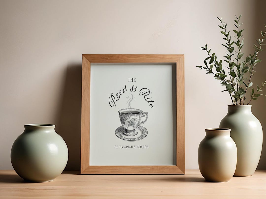 The Reed And Rite Emma M Lion Print Teacup Sketch Reed and Rite Bookshop Decor (digital ...